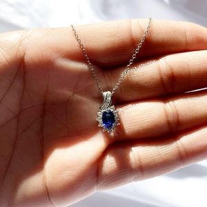 925 Sapphire Pendant Necklace